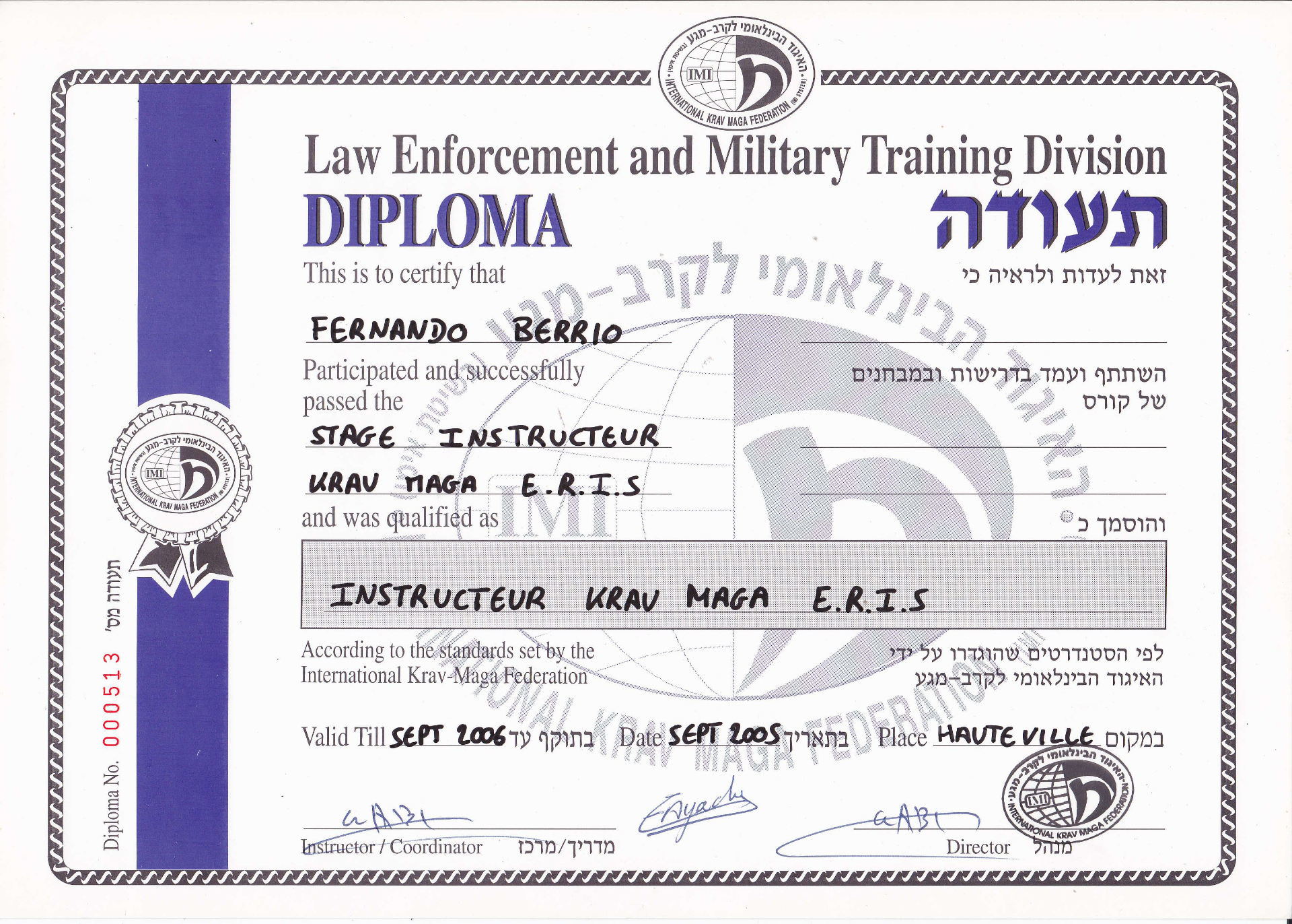 Instructeur Krav Maga E.R.I.S