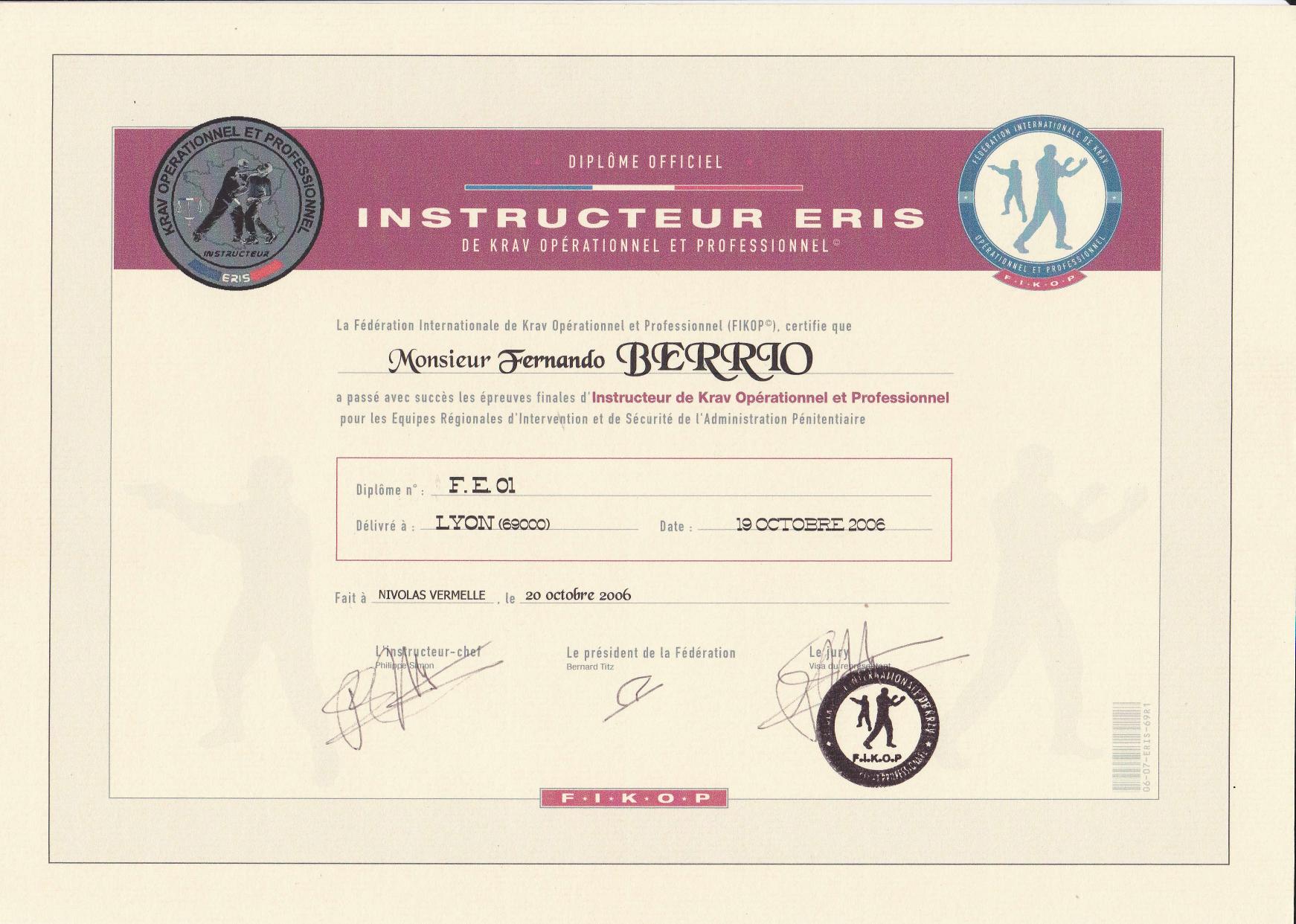Instructeur Krav Maga FIKOP